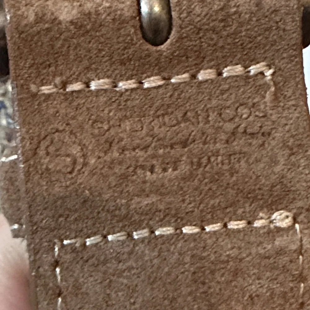 Sheridan Co. woven Italian belt 36 taupe/blue